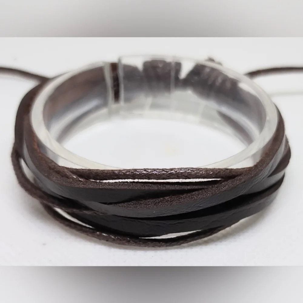 Men's Bracelet‎ Leather Layered Brown NEW f39